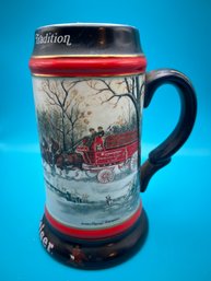 Budweiser Stein Beer Mug The Seasons Best Clydesdale Anheuser Busch 1990 Holiday