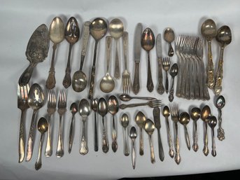 48 Pieces Silverplate Flatware CRAFT Lot Spoons Forks Mixture Some Ornate 4 Lbs