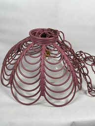 Vintage Ceiling Light With Painted Rattan Shade