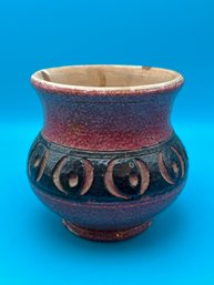 Vintage MCM Melrose Red And Black Italian Vase / Planter / Pot