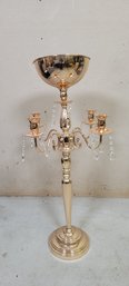 Crystal Beaded Candelabra & Flower Tower 4 Arm Gold - 33' H
