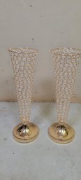 2 Pcs Crystal Flower Stand Table Decorative Centerpiece Vases