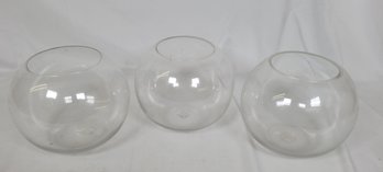 Set Of 3 Nicole Decorative Sphere Glass Bowl / Classic Fish Bowl / Decorative Vases