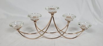 Centerpiece Accent Candlestick Glass And Gold Tone Metal
