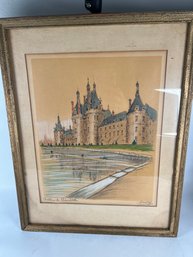 Chateau De Chambord Signed Barday French Artist Lithograph By Rudolf Lesch, New York