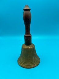 Vintage Brass Italian Bell With Wooden Handle 6'