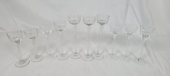 Group Of 10  Long-Stem Clear Glass Tealight Candleholders 6', 7' & 8'
