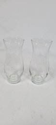 Pair Of Clear Glass Vases With Flared Opening 6.5'
