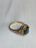 Exquisite 14k Gold Emerald Rind With Diamonds