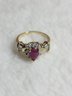 Stunning 14k Gold Ring With Ruby And Diamonds