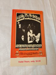 The Doors At Winter Land Feb 1970 Original Concert Ticket