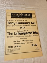Tony Gaboury Trio The Untethered Trio At Cafe No Portland Maine Original Concert Poster