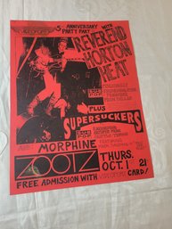 Zootz 5th Anniversary Party Original Concert Poster With Rev Horton Heat Etc