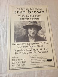 Greg Brown With Garnet Rogers At State St Church Original Concert Poster