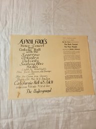 April Fools Dance Concert 1967 At Underground Original Concert Handbill