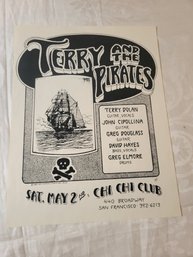 Terry And The Pirates May 2, 1987 At The Chi Chi Club Original Concert Handbill