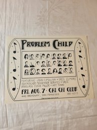 Problem Child At The Chi Chi Club Aug 7, 1987 Original Concert Handbill