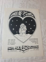 Summer Of Love All Stars Aug 9, 1987 At The Stone Theater Original Concert Handbill