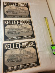 3 Kelley And Mouse Original Show Handbills From Feb 5, 2000