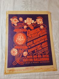 Quicksilver Messenger Service Big Brother And The Holding Co Original Concert Handbill Nov 25,26 1966