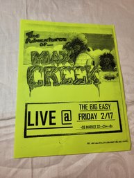 Max Creek At The Big Easy Original Concert Handbill