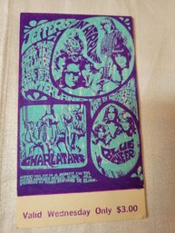 Jefferson Airplane Charlatans Blue Cheer At Fillmore Oct 1967 Original Concert Ticket