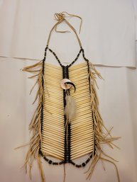 Native American Bone Rawhide And Bead Breastplate