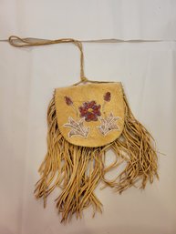 Authentic Handmade Native American Vintage  Hide And Woven Purse