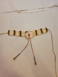 Authentic Handmade Native American Bone And Hide Choker