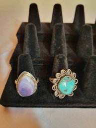 Native American Made Sterling Rings Sized 9-10