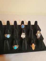 Native American Sterling Ring Lot Sized 8-9
