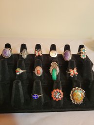 Native American Sterling Ring Lot Sized 7-8
