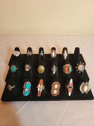 Native American Sterling Ring Lot Sized 5-6