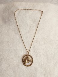 14k Gold Chain With 14k Gold Horse Pendant