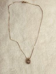 14k Gold Choker Necklace With Diamond Pendant