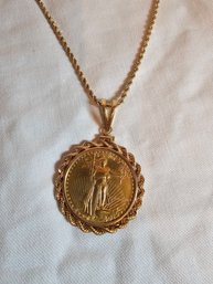 14k Gold Chain With 1986 1/2 Oz Gold Eagle Coin