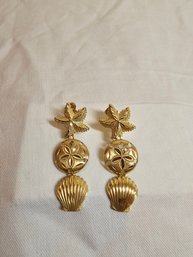14k Gold Seashell Earrings