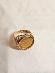 14k Gold Ring With 2.5 Pesos 1945 Mexican Gold Coin
