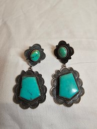 Vintage Sterling And Turquoise Earrings