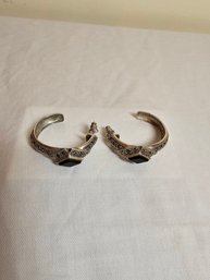 Vintage Sterling And Onyx Earrings