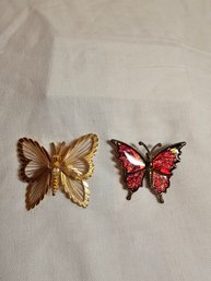 1 Monet 1 Unsigned Butterfly Brooches