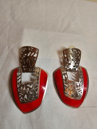Vintage Berebi Red Enamel Earrings