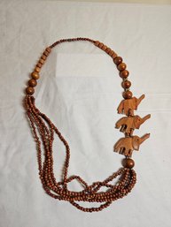 3 Wood Elephants Necklace