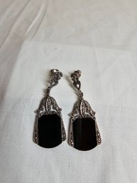 Sterling And Marcasite Art Deco Earrings