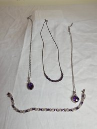 Sterling And Amethyst Lot