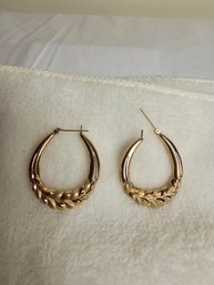 14k Gold Wheat Hoop Earrings