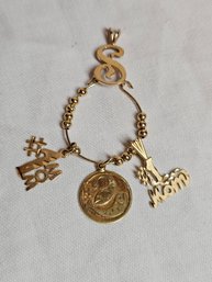 14k Gold Charms Pendant With 14k Gold Charms