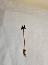 14k Gold M Stick Pin