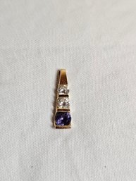 14k Gold With Topaz And Cz Pendant