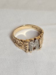 14k Gold Letter M Ring